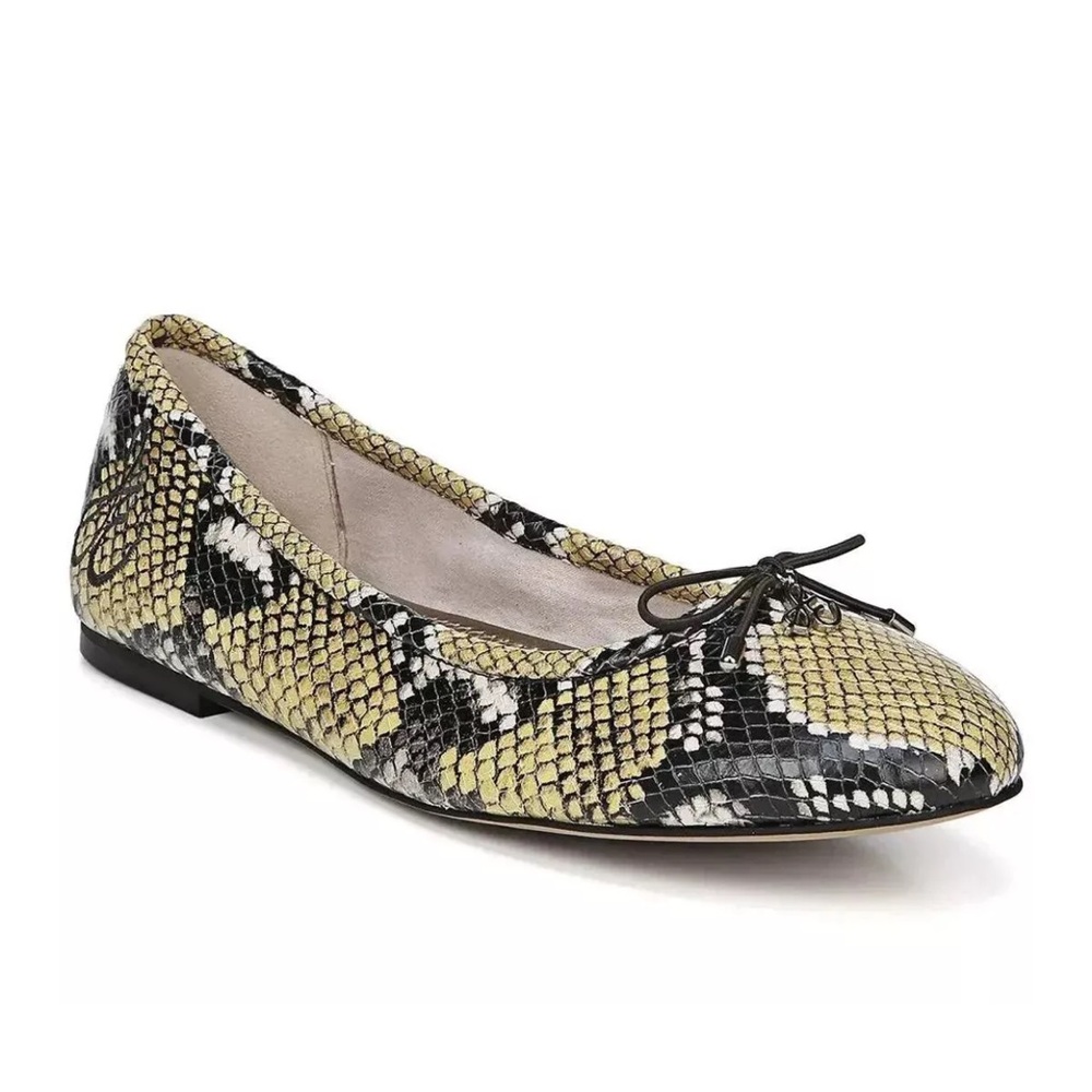 Sam Edelman Felicia Ballet Flat Python Snake Print Leather Bow Round Toe 10 Sale